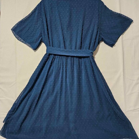 BTFBM - Blue Wrap Dress with Belt - Picture 4 of 4